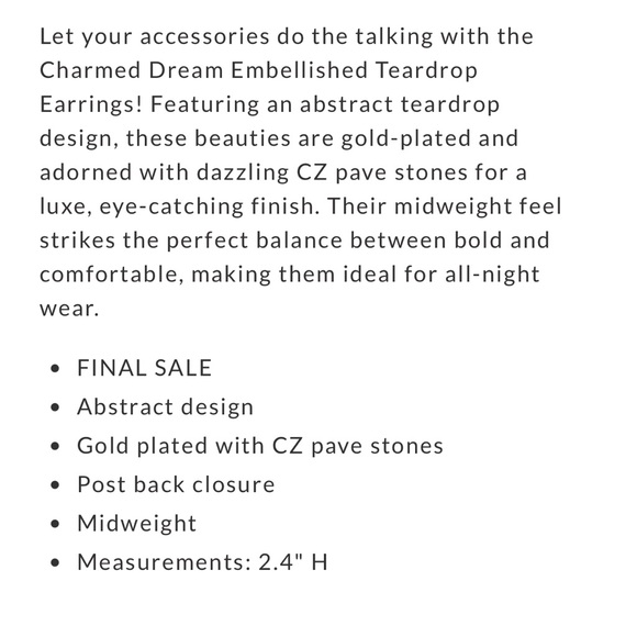 NEW VICI CHARMED DREAM EMBELLISHED TEARDROP EARRINGS - Picture 5 of 6